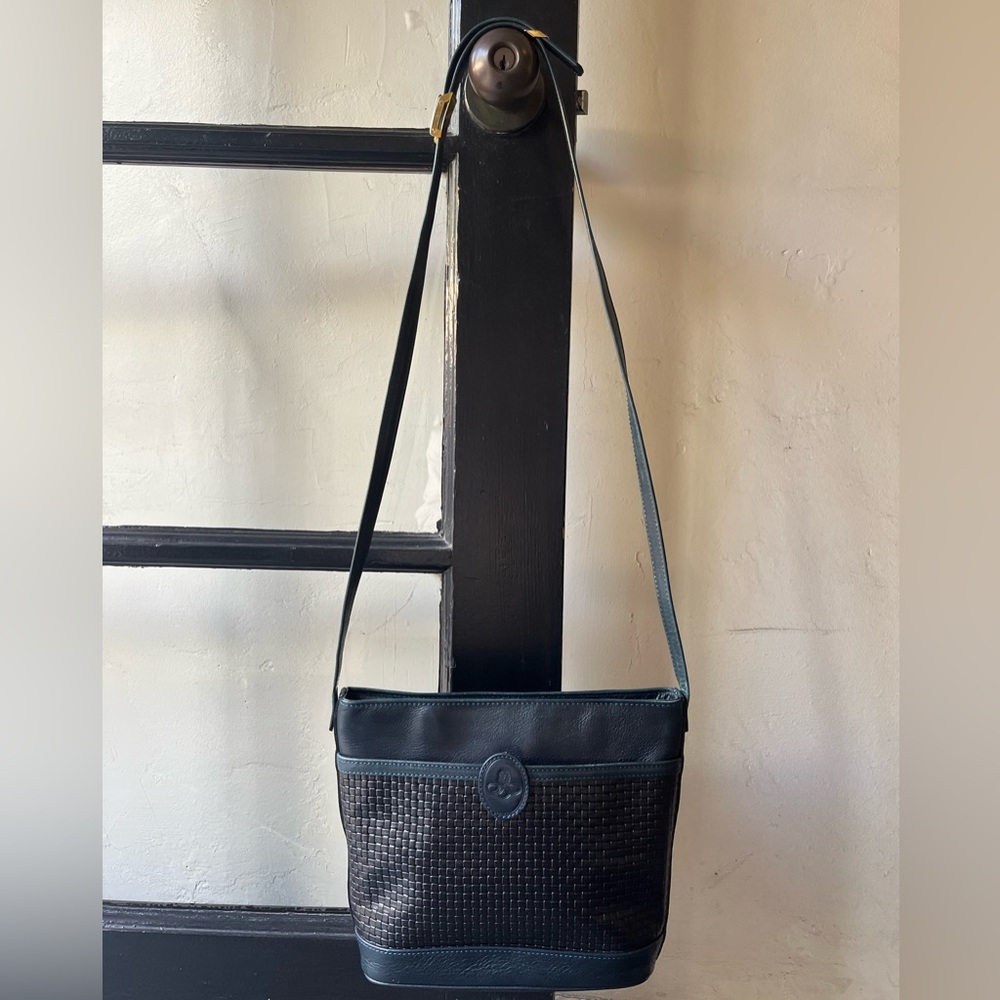 Lovely VTG 90’s Pourchet Paris Deep Green Small Leather Shoulder Bag